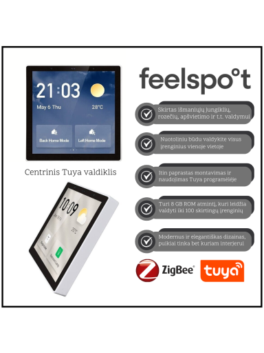 Centrinis Tuya valdiklis Feelspot T6E Wifi, Zigbee, Bluetooth