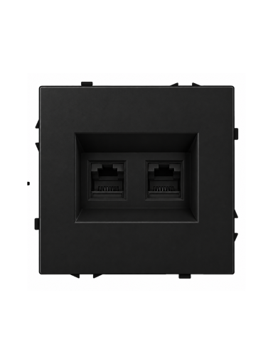 Dvigubas interneto lizdas CAT 6 Feelspot FSIN2CAT6B, juoda