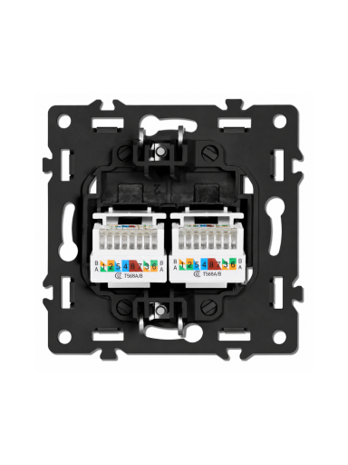Dvigubas interneto lizdas CAT 6 Feelspot FSIN2CAT6G, pilkas