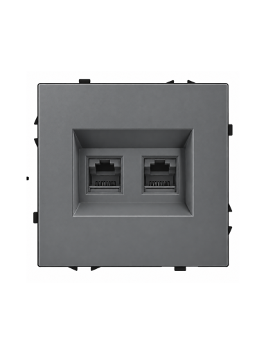 Dvigubas interneto lizdas CAT 6 Feelspot FSIN2CAT6G, pilkas