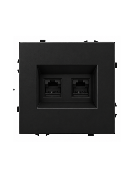 Dvigubas interneto lizdas CAT 6 Feelspot FSIN2CAT6B, juoda