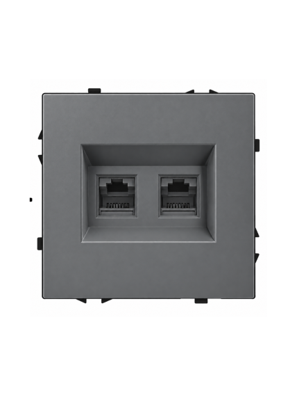 Dvigubas interneto lizdas CAT 6 Feelspot FSIN2CAT6G, pilkas