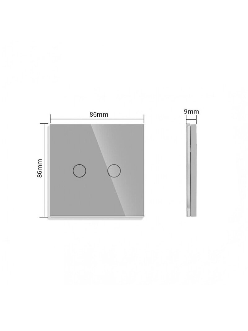 Dvipolis sensorinis jungiklio dangtelis Feelspot, pilkas, 86x86mm 3