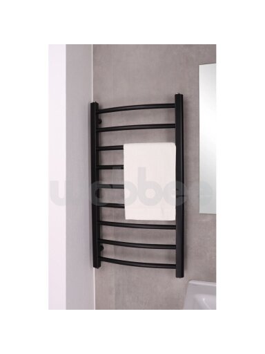 Elektrinis rankšluosčių džiovintuvas WOBBEE BRYMBO Black 50x90 cm, kairinis, su laidu ir kištuku