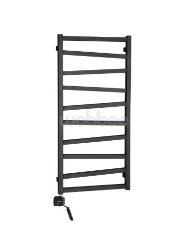 Elektrinis rankšluosčių džiovintuvas WOBBEE PENTRE BLACK 50x100 cm, kairinis, su laidu ir kištuku Elektrinis rankšluosčių džiovintuvas WOBBEE PENTRE BLACK 50x100 cm, kairinis, su laidu ir kištuku