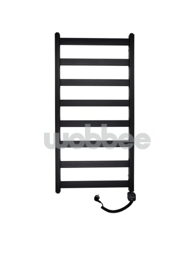 Elektrinis rankšluosčių džiovintuvas WOBBEE TENBY BLACK 50x100 cm, dešininis, su laidu ir kištuku