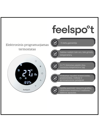 Elektroninis programuojamas termostatas (termoreguliatorius) Feelspot WTH93.36