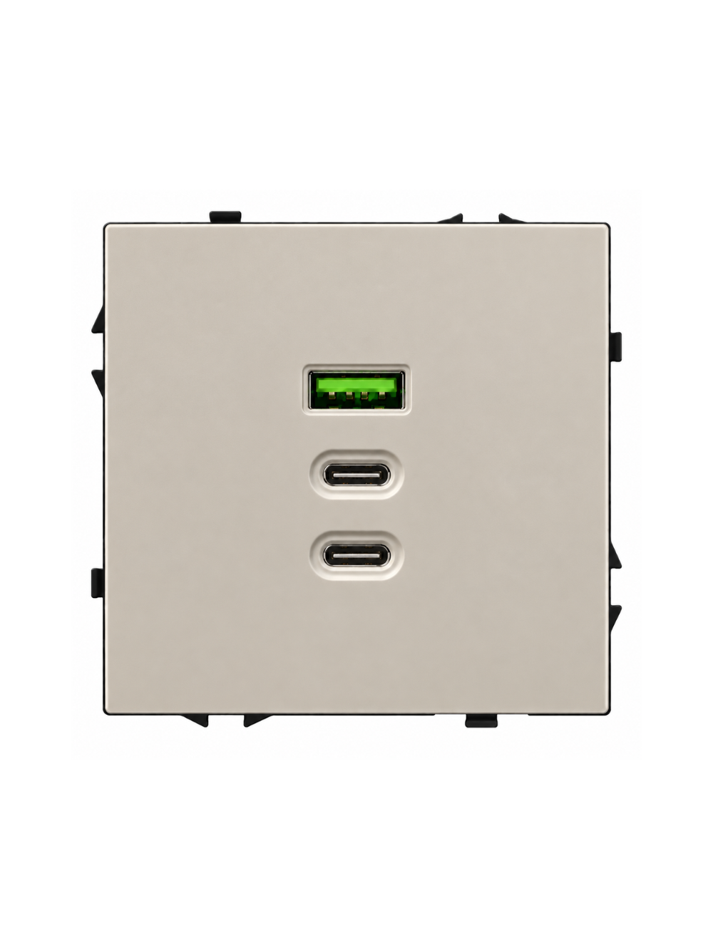 Greito krovimo USB rozetė su A+C+C jungtimis Feelspot FSACC65CA, 65 W, kašmyro Greito krovimo USB rozetė su A+C+C jungtimis Feelspot FSACC65CA, 65 W, kašmyro