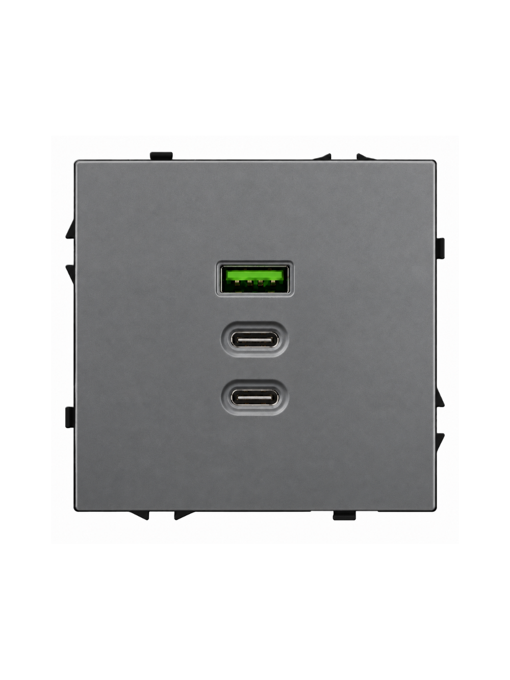Greito krovimo USB rozetė su A+C+C jungtimis Feelspot FSACC65G, 65 W, pilka Greito krovimo USB rozetė su A+C+C jungtimis Feelspot FSACC65G, 65 W, pilka