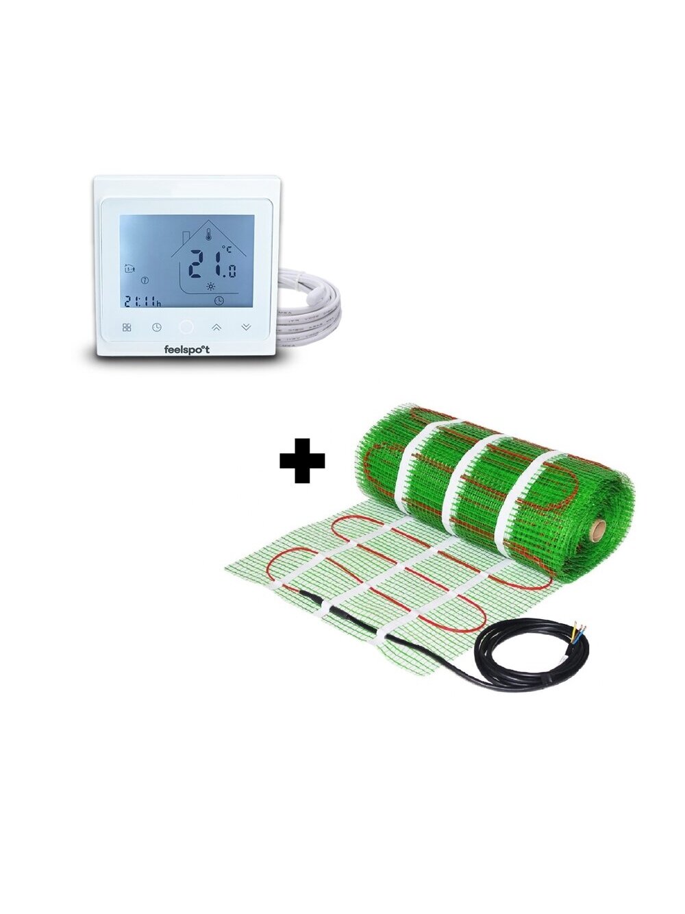 Grindinio šildymo tinklelis Wellmo MAT, 150 W + programuojamas termostatas Feelspot WTH-51.36 NEW