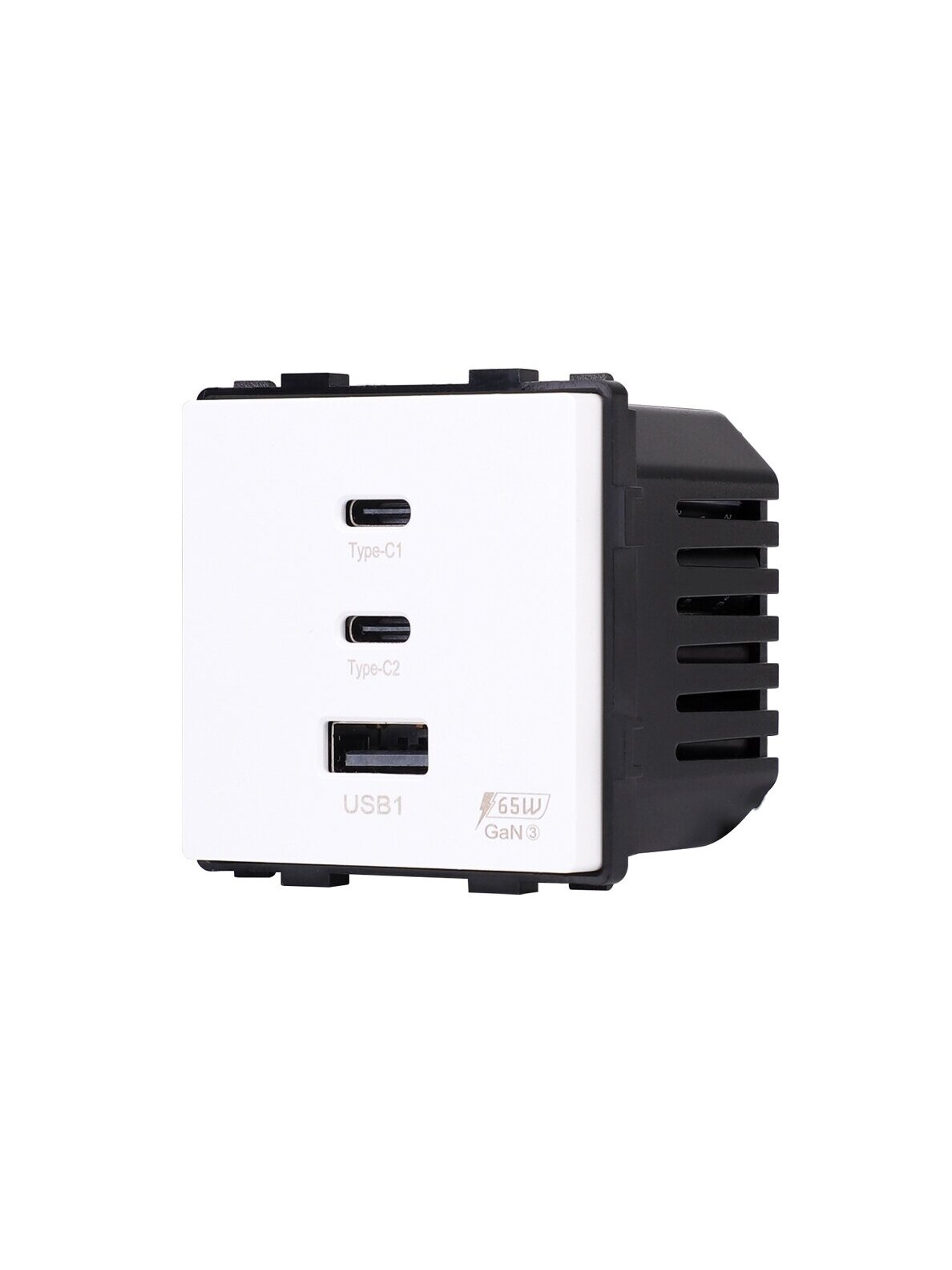 Greito krovimo rozetė Feelspot su USB+C+C jungtimis, 65W, balta 1 Greito krovimo rozetė Feelspot su USB+C+C jungtimis, 65W, balta 1