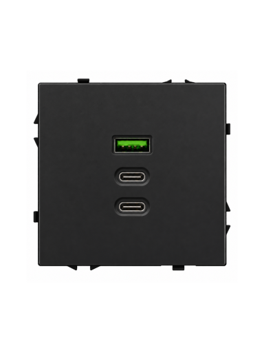 Greito krovimo USB rozetė su A+C+C jungtimis Feelspot FSACC65B, 65 W, juoda Greito krovimo USB rozetė su A+C+C jungtimis Feelspot FSACC65B, 65 W, juoda
