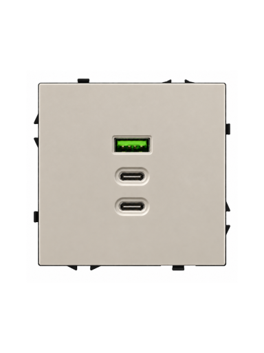 Greito krovimo USB rozetė su A+C+C jungtimis Feelspot FSACC65CA, 65 W, kašmyro Greito krovimo USB rozetė su A+C+C jungtimis Feelspot FSACC65CA, 65 W, kašmyro