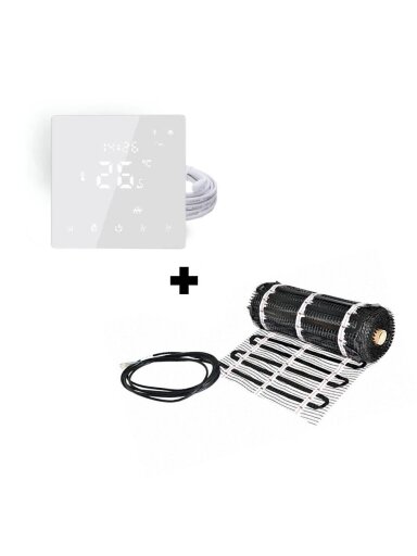 Grindinio šildymo tinklelis Warmset BLACK, 85W + program. termostatas Feelspot WTH22.16 NEW, WiFi