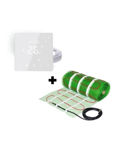 Grindinio šildymo tinklelis Wellmo MAT, 150 W + programuojamas termostatas Feelspot WTH22.16 NEW WiFi