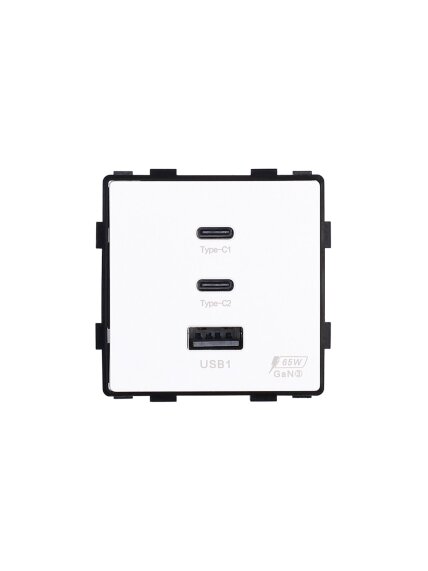 Greito krovimo rozetė Feelspot su USB+C+C jungtimis, 65W, balta Greito krovimo rozetė Feelspot su USB+C+C jungtimis, 65W, balta