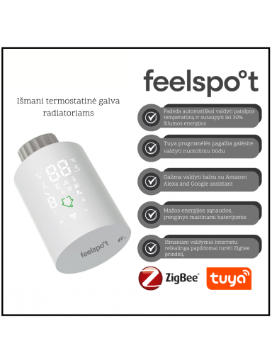 Išmani termostatinė galva radiatoriams Feelspot TG22.09 Zigbee Tuya