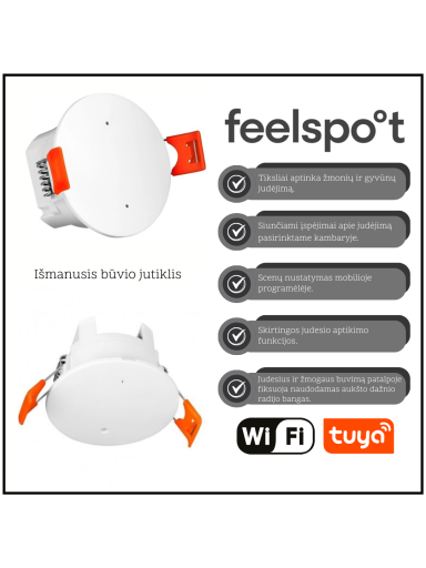 Išmanusis būvio jutiklis Feelspot FS-HPS02W WiFi, Tuya
