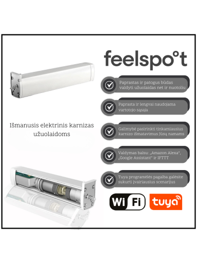 išmanusis elektrinis karnizas užuolaidoms (5m) Feelspot FS-CM05W WiFi, Tuya