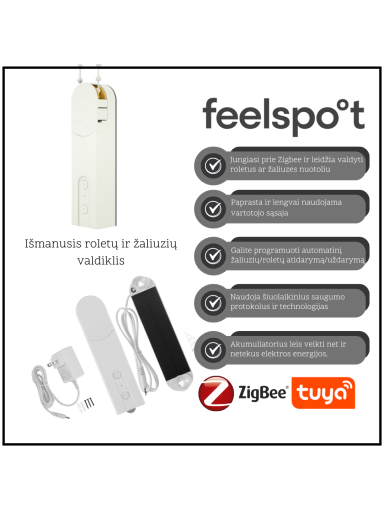 Išmanusis roletų ir žaliuzių valdiklis Feelspot BDM01ZB Zigbee, Tuya