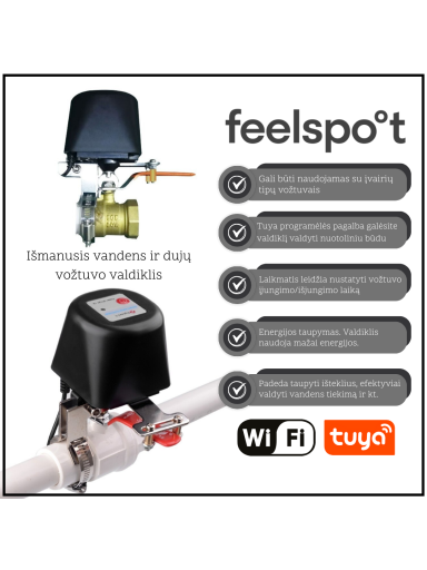 Išmanusis vandens ir dujų vožtuvo valdiklis Feelspot FS-VC01 WiFi