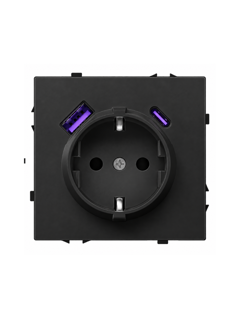 Kištukinis lizdas su USB A+C jungtimis Feelspot FSKL1A1CB, 20W, juodas Kištukinis lizdas su USB A+C jungtimis Feelspot FSKL1A1CB, 20W, juodas