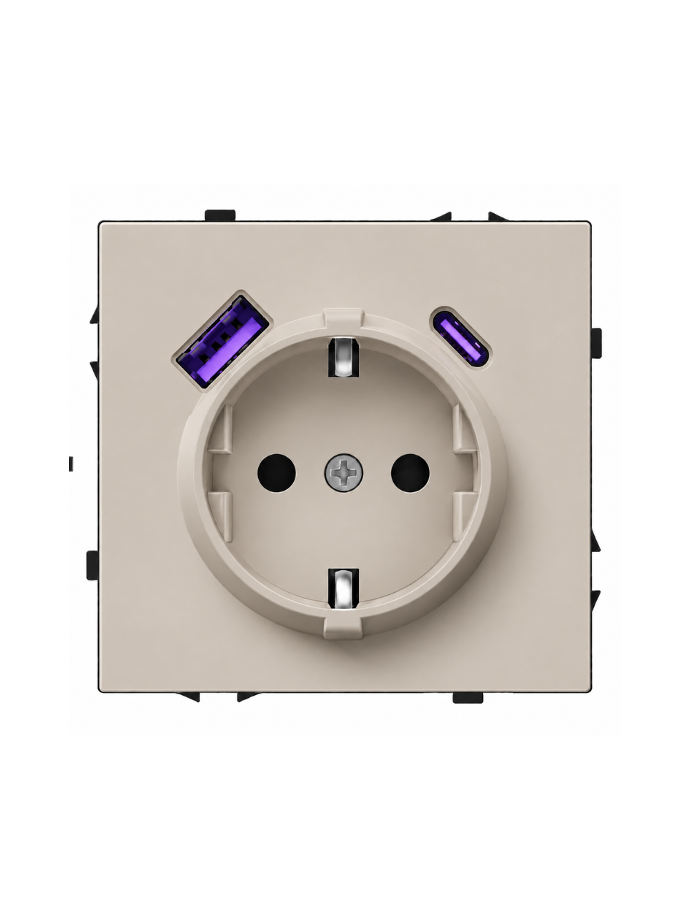Kištukinis lizdas su USB A+C jungtimis Feelspot FSKL1A1CCA, 20W, kašmyro