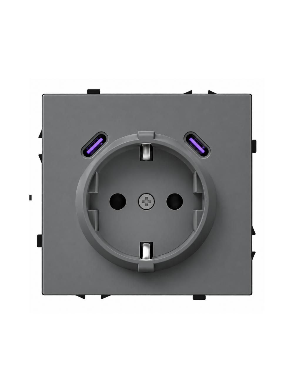 Kištukinis lizdas su USB C+C jungtimis Feelspot FSKL1CCG, 20W, pilkas