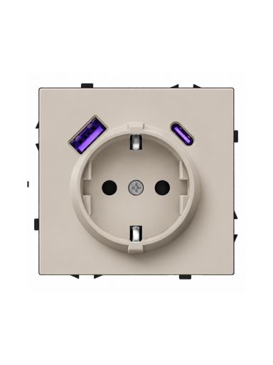 Kištukinis lizdas su USB A+C jungtimis Feelspot FSKL1A1CCA, 20W, kašmyro