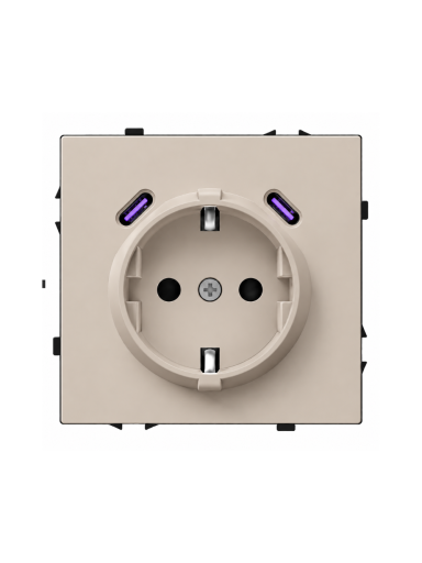 Kištukinis lizdas su USB C+C jungtimis Feelspot FSKL1CCCA, 20W, kašmyro