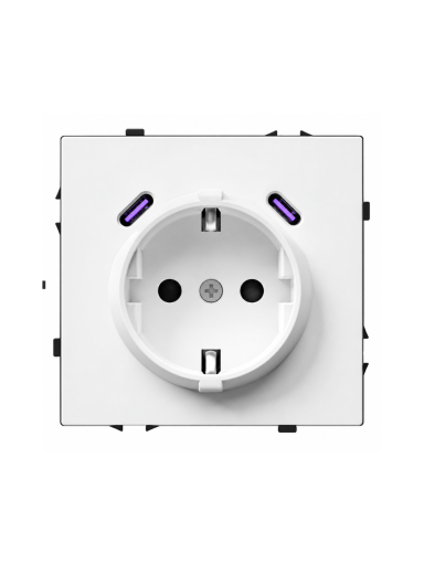 Kištukinis lizdas su USB C+C jungtimis Feelspot FSKL1CCW, 20W, baltas