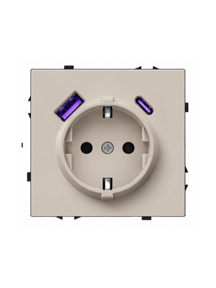 Kištukinis lizdas su USB A+C jungtimis Feelspot FSKL1A1CCA, 20W, kašmyro Kištukinis lizdas su USB A+C jungtimis Feelspot FSKL1A1CCA, 20W, kašmyro