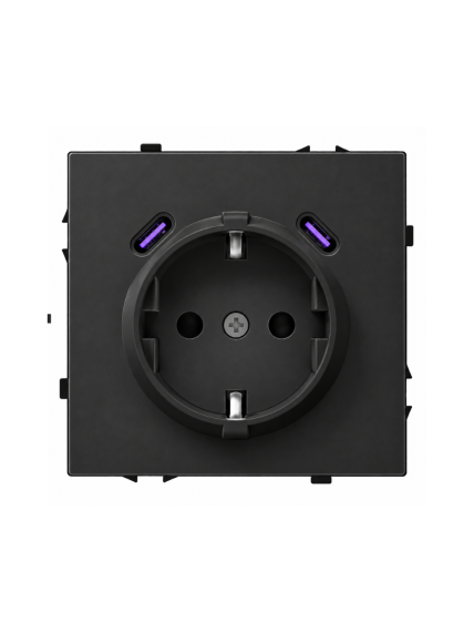 Kištukinis lizdas su USB C+C jungtimis Feelspot FSKL1CCB, 20W, juodas Kištukinis lizdas su USB C+C jungtimis Feelspot FSKL1CCB, 20W, juodas