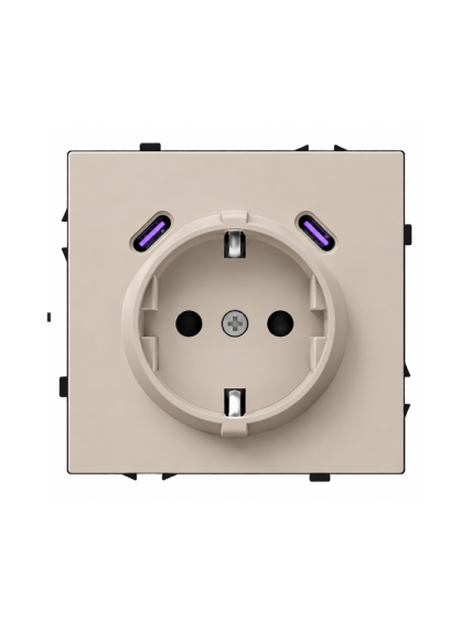 Kištukinis lizdas su USB C+C jungtimis Feelspot FSKL1CCCA, 20W, kašmyro Kištukinis lizdas su USB C+C jungtimis Feelspot FSKL1CCCA, 20W, kašmyro