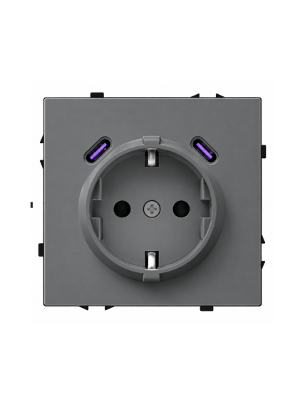 Kištukinis lizdas su USB C+C jungtimis Feelspot FSKL1CCG, 20W, pilkas Kištukinis lizdas su USB C+C jungtimis Feelspot FSKL1CCG, 20W, pilkas
