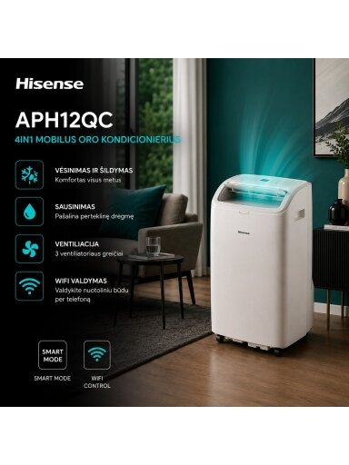 Mobilus 4in1 oro kondicionierius Hisense APH12QC, WiFi
