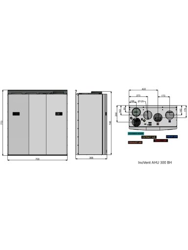 Rekuperatorius ENSY InoVent AHU-300BV vert. kair.p. 275m³/h. Komplekte valdiklis su WI-FI Rekuperatorius ENSY InoVent AHU-300BV vert. kair.p. 275m³/h. Komplekte valdiklis su WI-FI