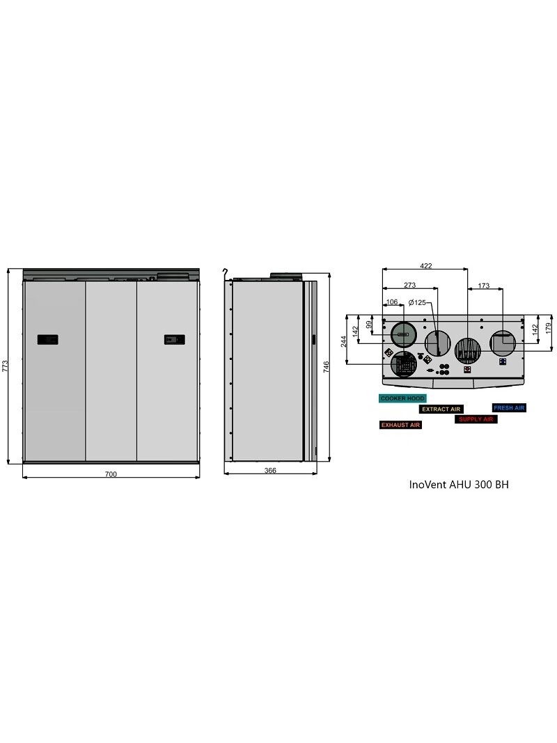 Rekuperatorius ENSY InoVent AHU-300BV vert. kair.p. 275m³/h. Komplekte valdiklis su WI-FI 1